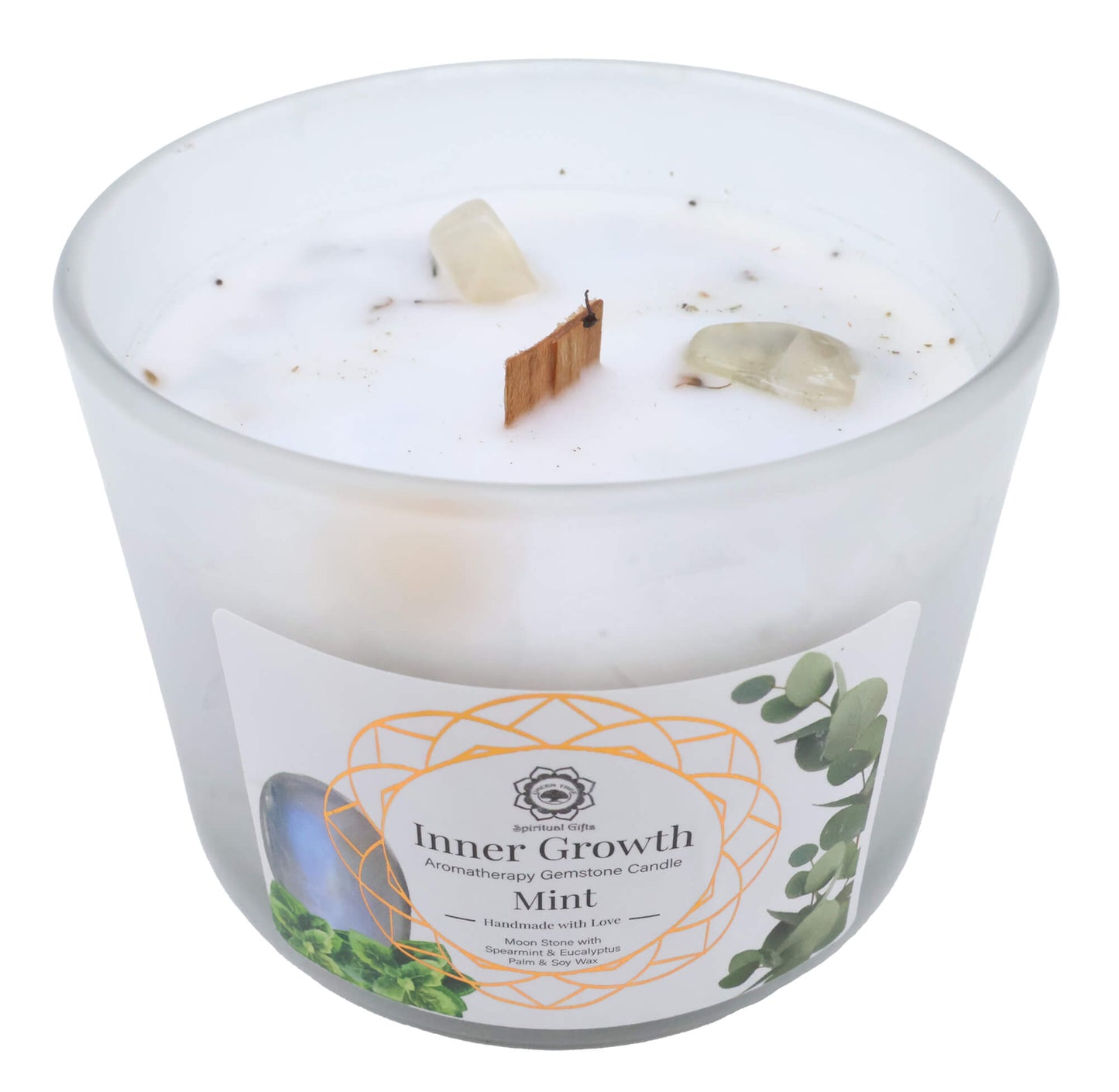 Bougie Green Tree 'Croissance intérieure' Pierre de Lune Menthe