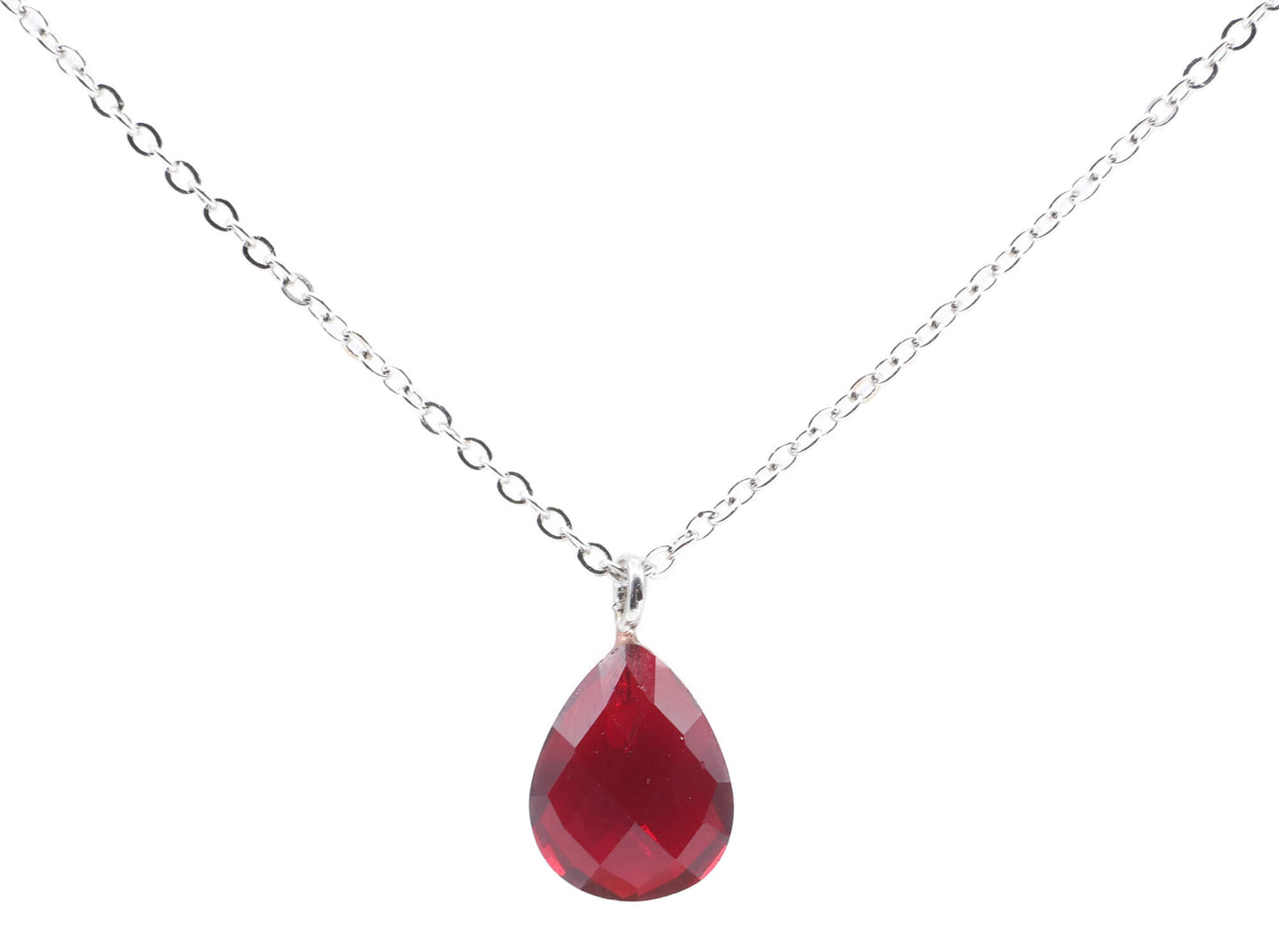 Collier Argent 925 Grenat Goutte