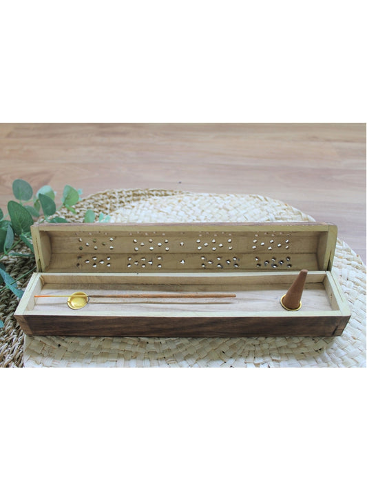 Boîte Porte-encens Bâton et Cône en Bois de manguier Semi-hexagonale