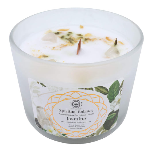 Bougie Green Tree 'Equilibre Spirituel' Cristal de Roche + Jasmin 256g