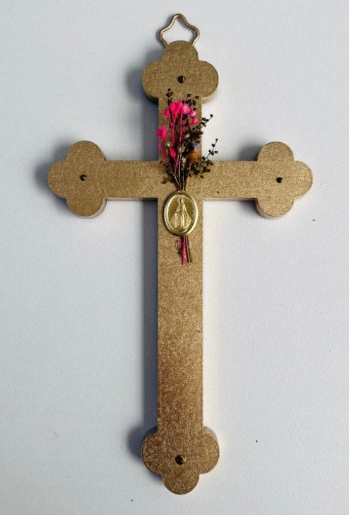 Crucifix Doré  fleuri